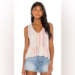 Rails Linen Blend Striped Sleeveless V-Neck Top. XS